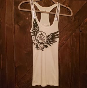 🛍 White ribbed tank w/Queen's Crown & Wings
